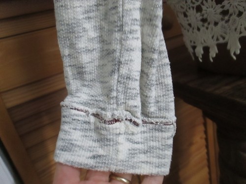 Jolt Women's XL Mixed Media Lace Knit Raw Edges Zippered Scoop Neck Top - Picture 6 of 11