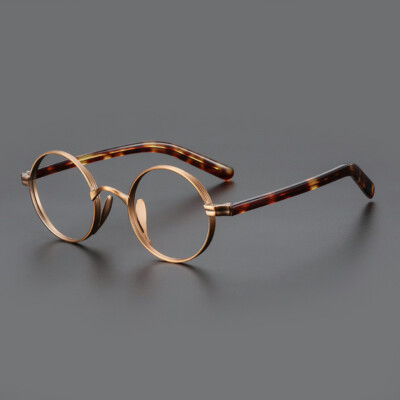 Hand Made Titanium Eyeglasses Vintage Round Frames 45mm Acetate Glasses US10881