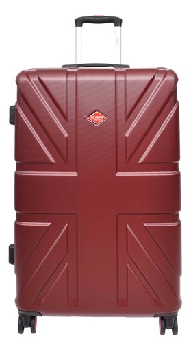 Hard Shell Luggage Union Jack Ergonomic 4 Wheel Spinner TSA Suitcase Bags Maroon - Picture 20 of 20