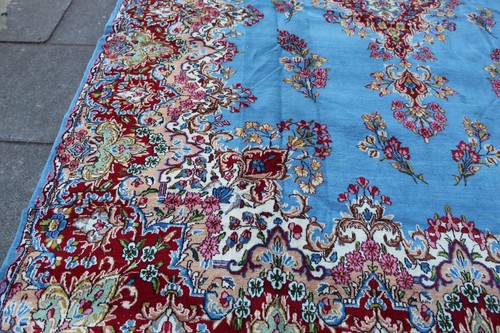 Alfombra Larga Grande Azul Rojo Lana Oriental Tradicional Hecha a Mano De Colección 393x274cm - Imagen 12 de 17