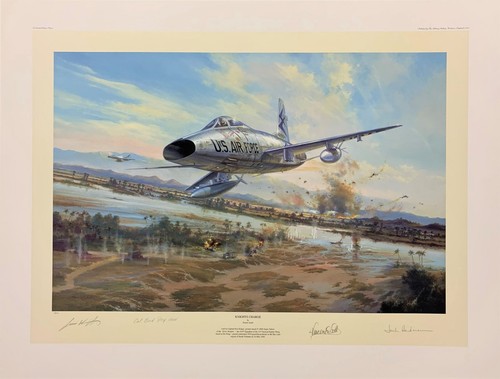 Knights Charge by Simon Atack, aviation art signed by three Vietnam F-100 Pilots - Picture 3 of 3