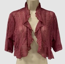 $30 Connected Women's Pink Open Front 3/4 Sleeves Jacket Size US 14P