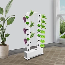 White Hydroponics Vertical Growing Kit 30 L 56 Planting Holes Germination Kit