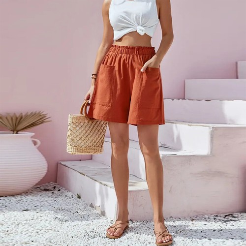 Summer Casual Solid Shorts Womens Pockets Loose Sporty Beach Short Pants Trouers - Picture 27 of 34