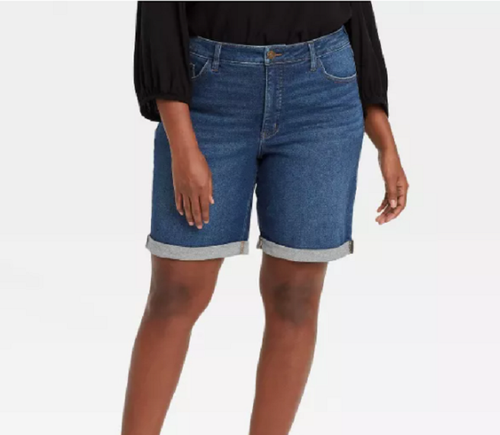 Roll Cuff Bermuda Jean Shorts Size 