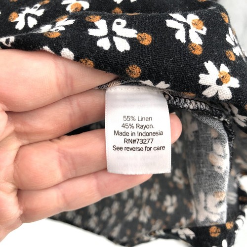 SONOMA Kleid Leinenmischung schwarz Blumen L Blumen ärmellos Stufen Sommerkleid Damen - Bild 8 von 11