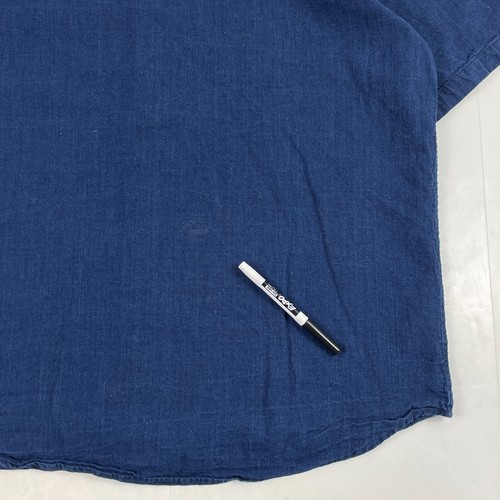 Baldwin Shirt Mens 2XL XXL Blue Linen Short Sleeve Button Up Preppy Church Camp - Picture 10 of 13