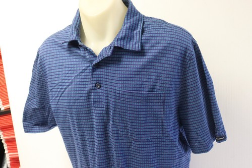 Gazman Men's Blue Check Mercerised Cotton Polo Shirt - Size Medium - Picture 2 of 6