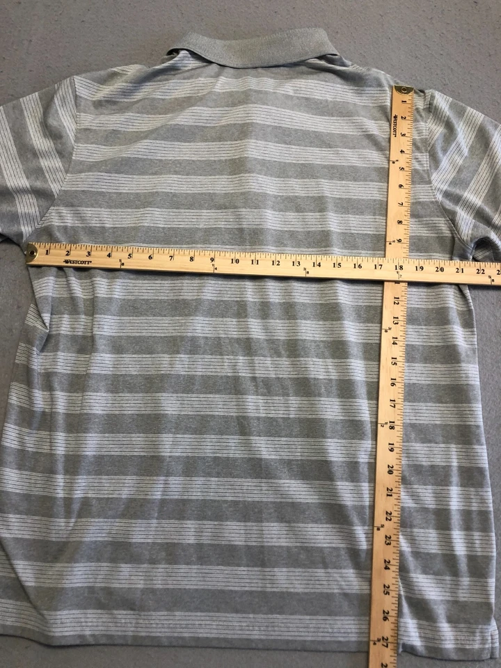 Camisa polo masculina golfe Slazenger XL listra cinza claro colarinho de tênis ativo - Imagem 4 de 4
