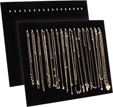 2 Pack Jewelry Display for Selling, Black Velvet Boutique Necklace Stands Boards