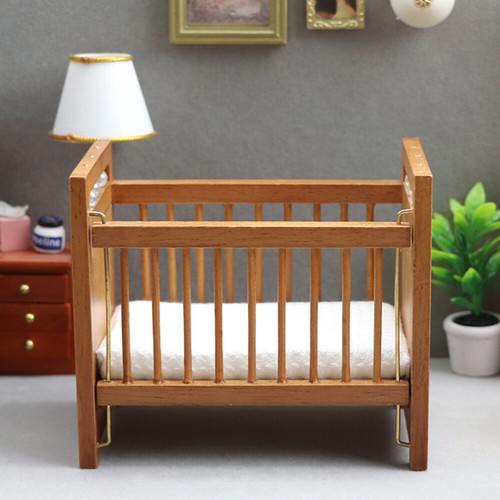 Miniature Double Bunk Bed Tiny Furniture Model Baby Nursery Doll House - Picture 10 of 12
