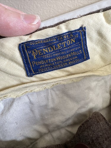 Vtg Pendleton Wool Pants 30x30 40s 50s Button Fly Western Thick Heavy Grey Plaid - Picture 14 of 14