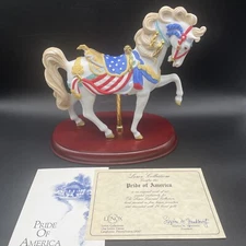 Carousel Lenox “Pride of America” Art Patriotic Theme-American Flag & Eagle-COA