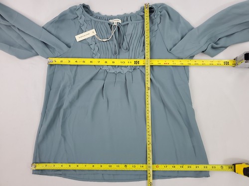  MAX STUDIO women blouse top shirt 2705A70 MINRLBLU blue polyester XS $118 - Foto 2 di 7