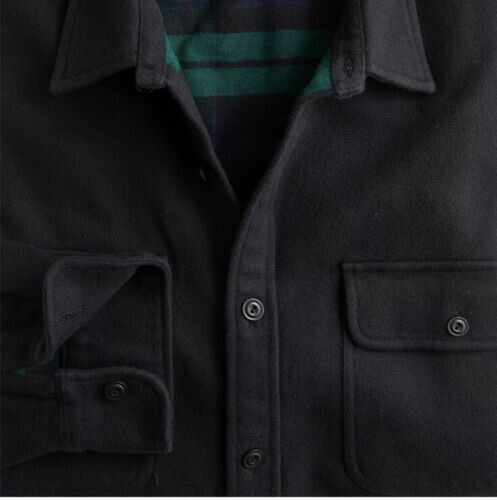 $ 118 neu mit Etikett J. Crew schwarz schweres Doppeltuch L Flanell karierte Linie Shirt Jacke - Bild 4 von 5