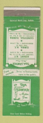 Matchbook Cover - Tom Sawyer Motor Inn Albany Elmira NY Gainesville FL