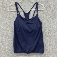 Athleta Seascape Tankini Swim Top Womens 34D/DD Blue Built In Underwire Bra