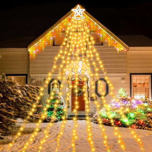 350 LED Waterfall String Light Christmas Xmas Tree Hanging Topper Star 3.5m US - Picture 12 of 12