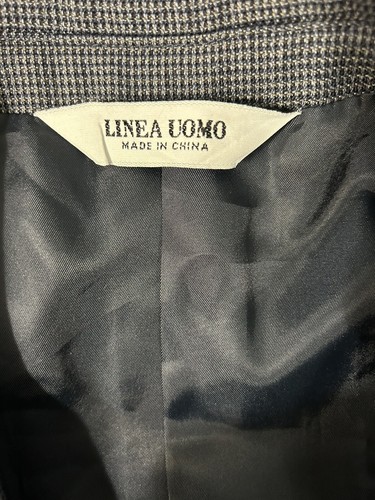 LINEA UOMO Linen Viscose Sport Coat 3 Button Blue Small Houndstooth Men’s 38R - Picture 6 of 9