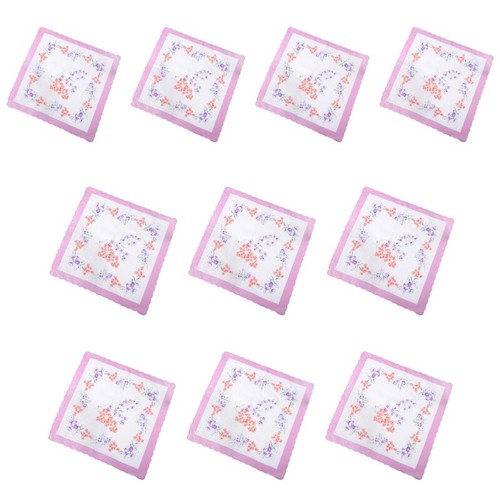 10Pcs Womens Cotton Handkerchiefs Florals Embroidered Cotton Pocket Hankies - Bild 14 von 23