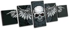 Gothic Skull Wings Illustration MULTI CANVAS WALL ART Picture Print VA