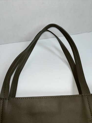 By Anthropologie Slouchy Boho Minimalist Shoulder Bag Green Faux Leather Tote - Picture 12 of 17