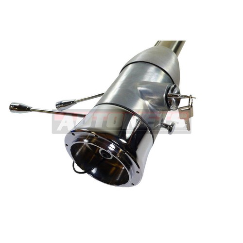 30" Raw Stainless Manual Floor Shift Tilt Steering Column+Ignition Key ChevyFord - Picture 2 of 5