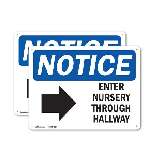 (2 Pack) Enter Nursery Through Side Hallway OSHA Notice Sign Decal Metal Plastic - Bild 1 von 21