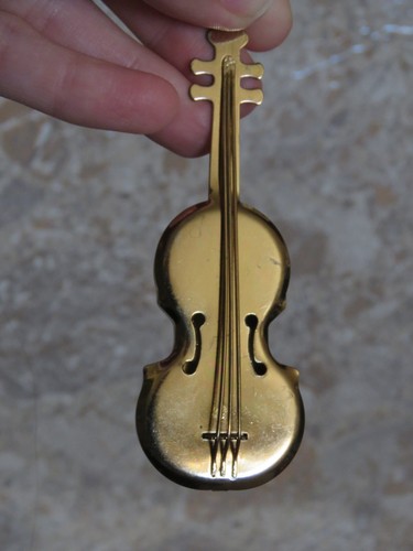 VTG Set 4 Brass Musical Instruments Violin Harp Horn Tuba Christmas Ornaments - Picture 8 of 12