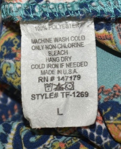 Veronica M. Ladies Paisley Faux Wrap V-Neck Blouse Top Size L Boho Colorful - Picture 9 of 10