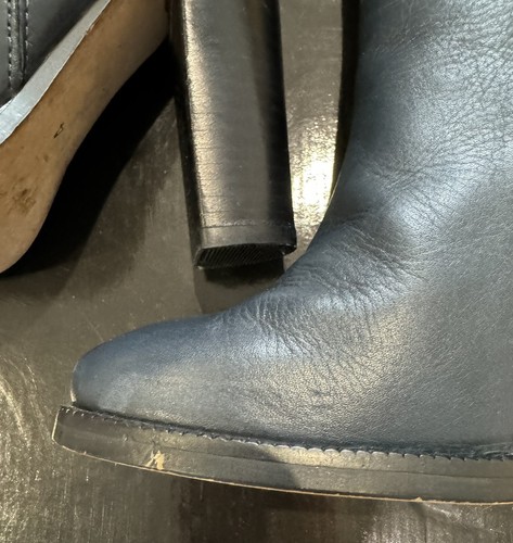 ASOS Achieve High Ankle Boots Navy Leather Heeled UK Size 4 Boxed Worn Once - Picture 4 of 12