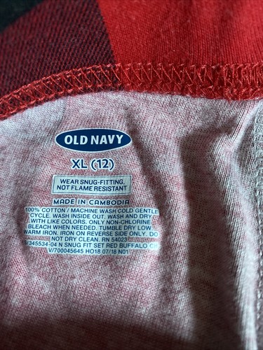 OLD NAVY Pajama Set Kids All Together For the Holidays Red Buffalo Plaid XL 12 - Picture 6 of 12