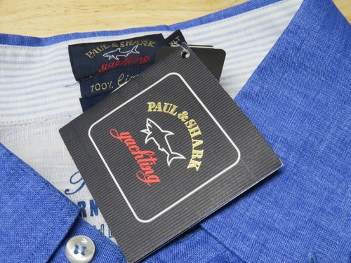 Mens Paul & Shark The Hamptons Blue Linen Button Front Shirt Size XLT $378 New - Picture 9 of 11