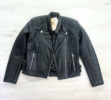 New Handmade Women Black Quilted Biker Jacket Genuine Sheep Skin Slim Fit Large