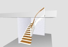 Holz Treppe 1/4 gewendelt weiß Stufen Eiche Stakete Setzstufen