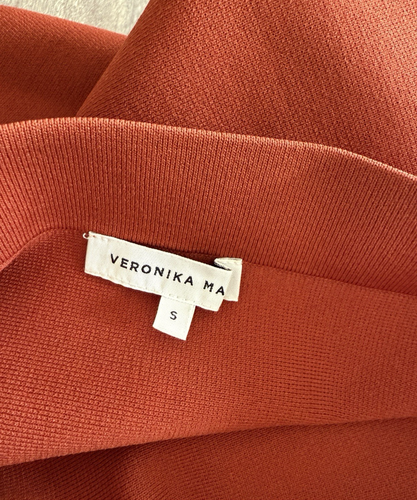 VERONIKA MAINE Sz S Terracotta Textured Flared Winter Midi Skirt - NEW - Picture 2 of 6