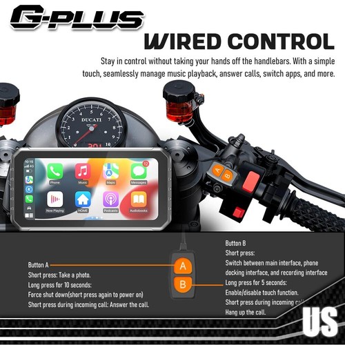 6.25" Motorcycle GPS Navigator Touch Screen CarPlay Android Auto WaterProof - Picture 6 of 12