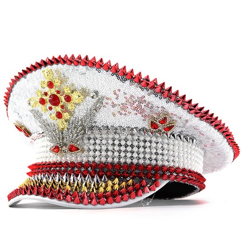 Sombrero Capitán Festival Steampunk Mascarada Estrás Brillo Remache Gorra - Imagen 14 de 14