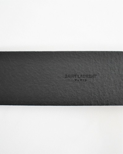 ๐๏ธ Authentic SAINT LAURENT Paris Black Leather Belt IT-80 US-31/32 - Picture 9 of 9