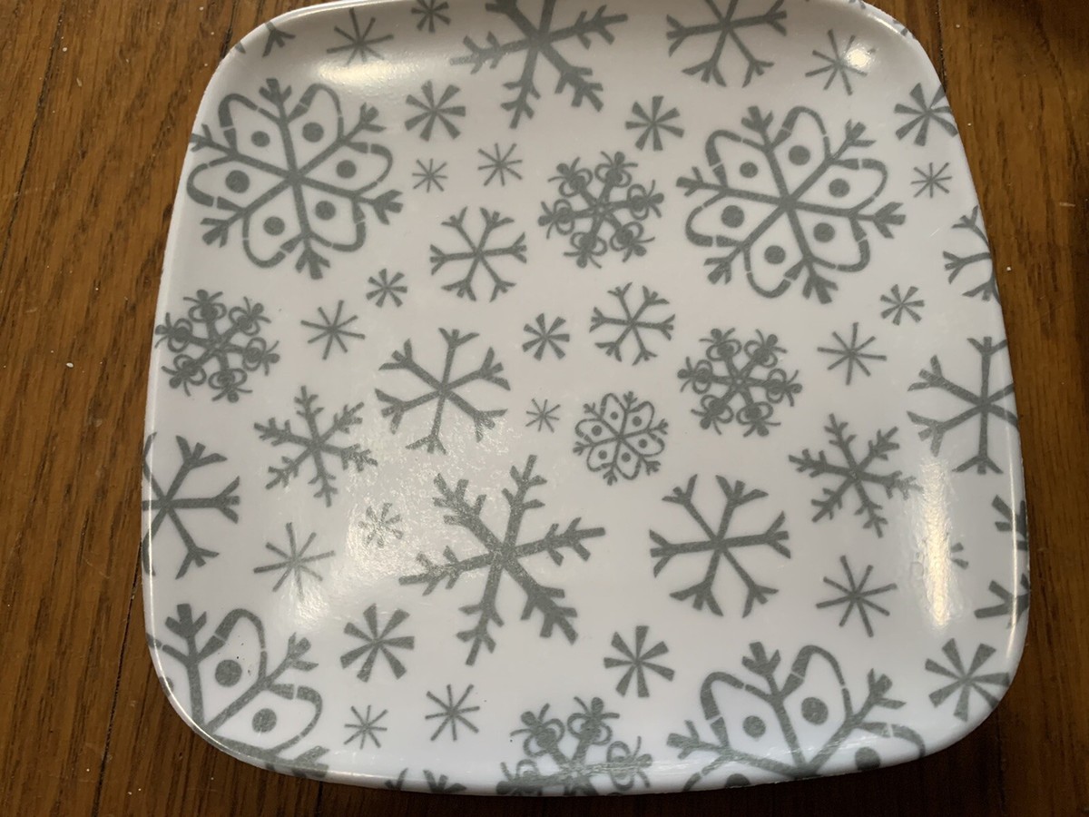 10 Melamine Snowflake Salad App Dessert Plates Christmas Holiday