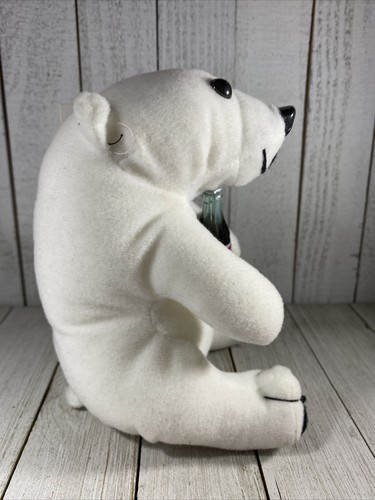 1993 Coca-Cola Plüsch Sammlung weißer sitzender Eisbär Cola Flasche 8 Zoll - Bild 3 von 6