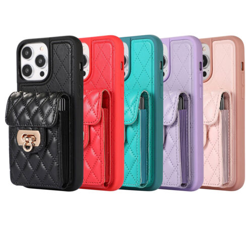 Luxury Credit Card Slots Lanyards Wallet Leather Case Cover For Apple iPhone - Picture 3 of 49