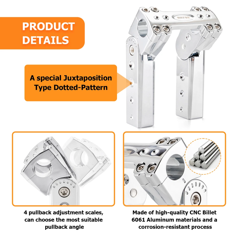 Abrazadera elevadora de manillar ajustable de 6" de alto para Harley Softail Sportster Foto 4 de 4