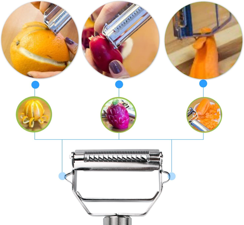 Julienne Peeler Stainless Steel Cutter Slicer with Cleaning Brush Pro for Carrot - Picture 5 of 12
