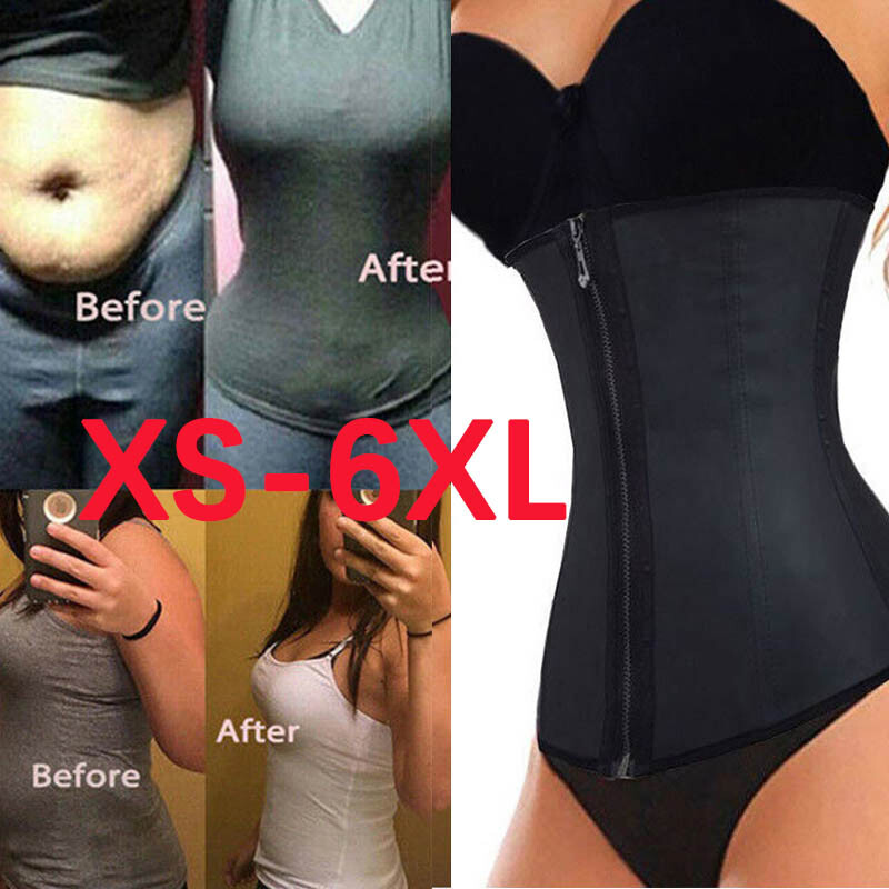 Fajas Colombianas Zip Latex Rubber Waist Trainer Weight Loss Cincher Slim Corset