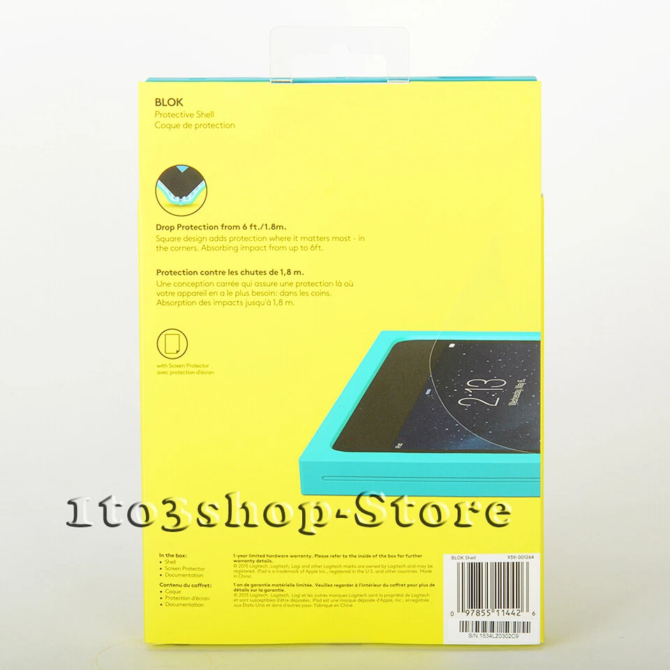 Logitech BLOK Protective Shell Case Cover for iPad Mini 2 iPad Mini 3 Teal/Blue - Image 2 of 4