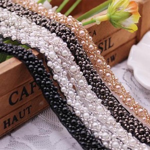 2-Yards-Craft-Pearl-Beaded-Braided-Trimming-Venise-Embroidered-Lace-Ribbon-Hot