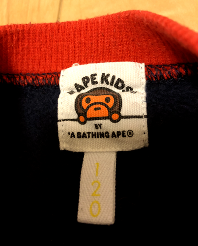 A BATHING APE BAPE KIDS Milo long sleeve sweatshirt 120 navy red white cotton - Picture 12 of 23