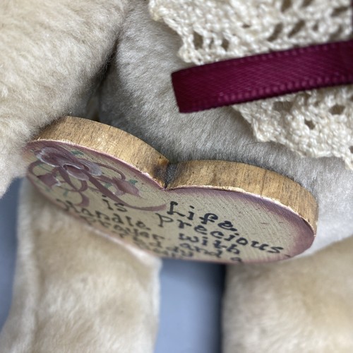 11" Jointed Plush "Life is Precious Handle with Prayer & A Teddy Bear" Country - Picture 9 of 9