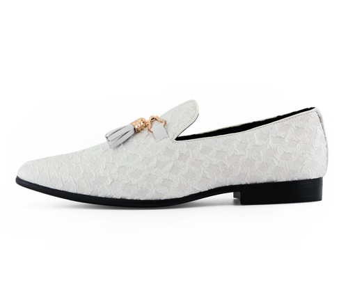 Amali Mens Quilted Slip On Smoking Loafer Tuxedo Dress Shoe with Tassel - Picture 8 of 24